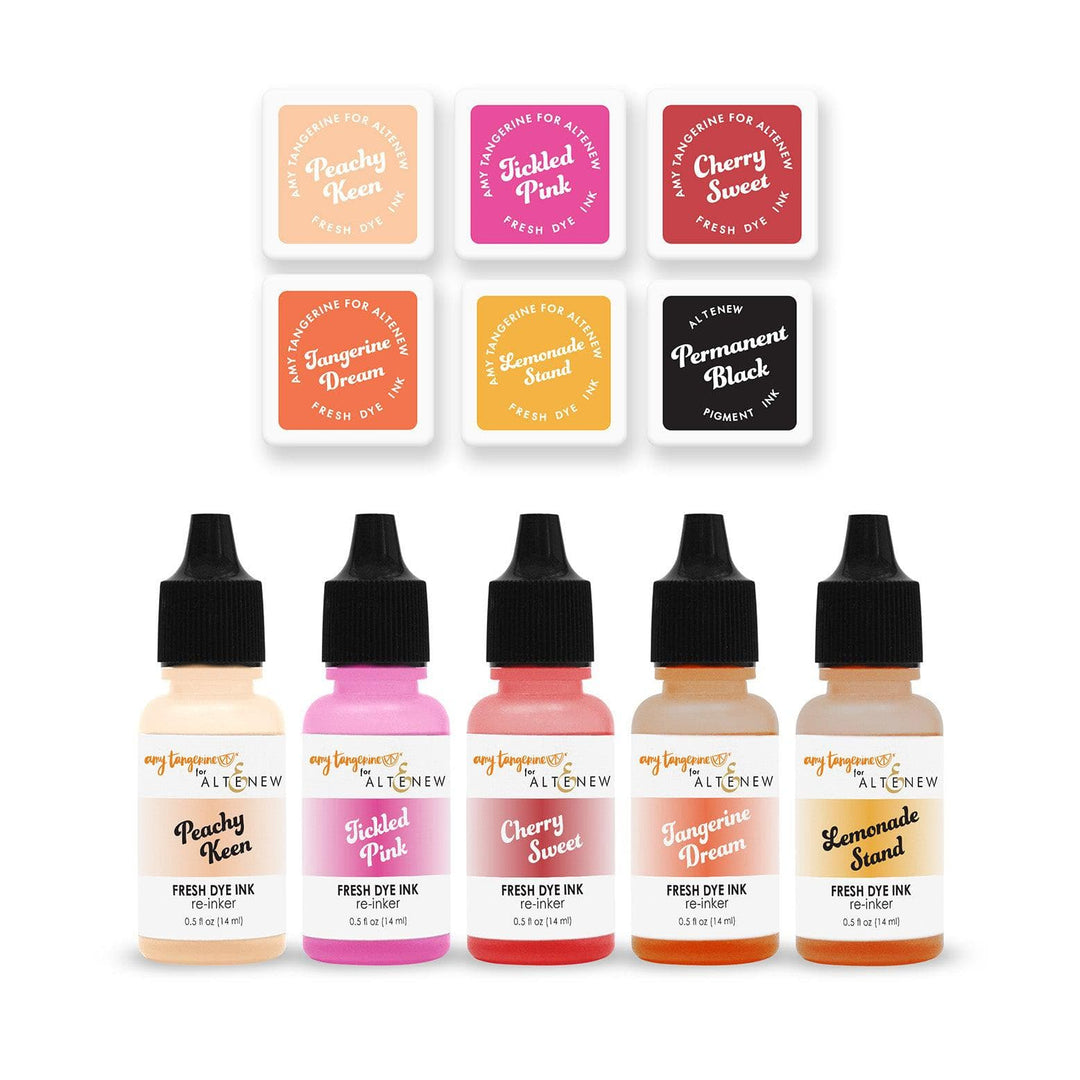 Stewart Superior Re-inker Bundle Summer Sunrise Fresh Dye Ink 6 Mini Cube & Re-inker Bundle