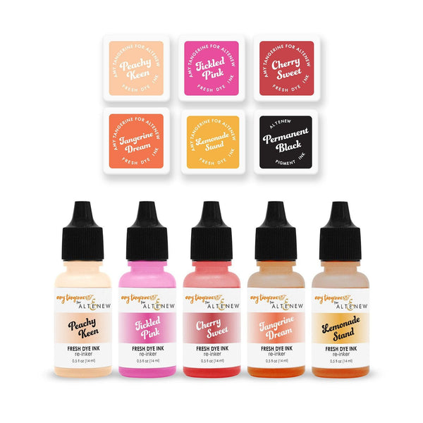 Stewart Superior Re-inker Bundle Summer Sunrise Fresh Dye Ink 6 Mini Cube & Re-inker Bundle