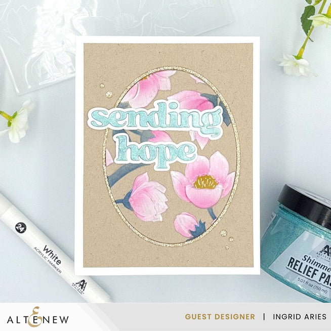Altenew Gilded Elegance Shimmer Relief Paste Bundle with mixed media textures and shimmering gold accents on a craft background.
