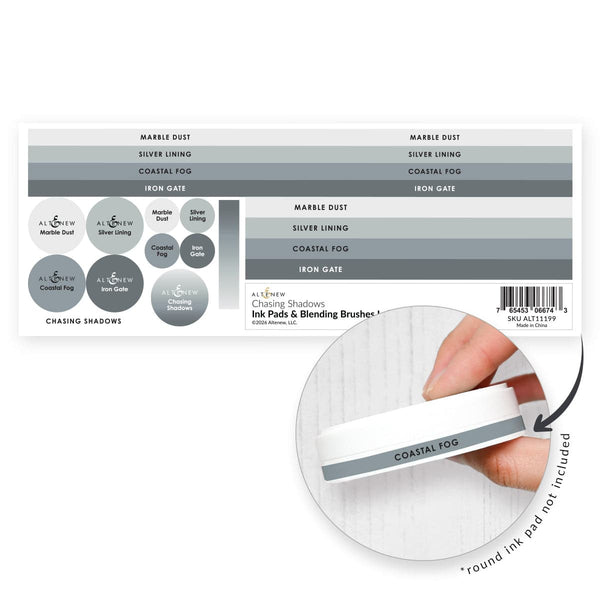Ink Pads & Blending Brushes Label Set - Chasing Shadows | Altenew