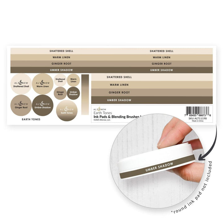 Ink Pads & Blending Brushes Label Set - Earth Tones