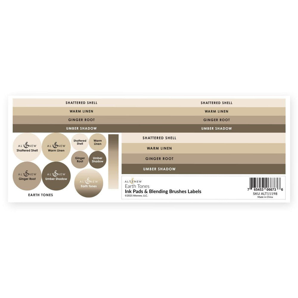 Ink Pads & Blending Brushes Label Set - Earth Tones