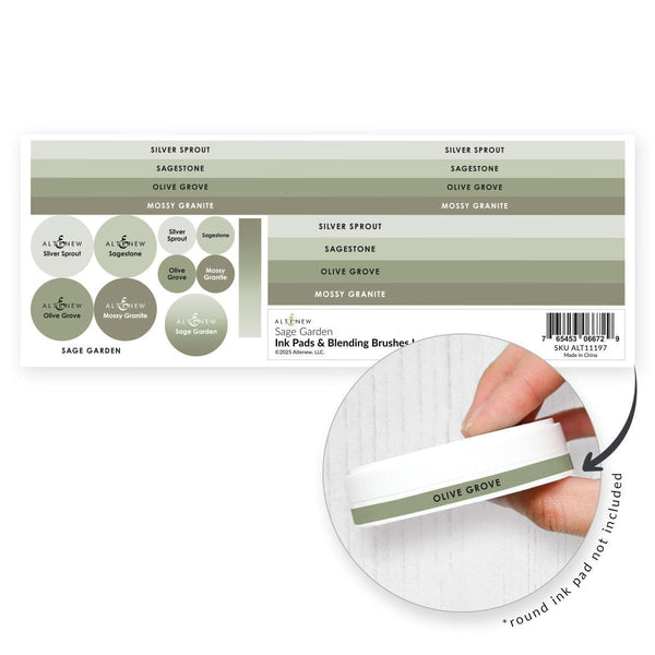 Ink Pads & Blending Brushes Label Set - Sage Garden