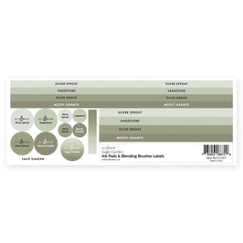 Ink Pads & Blending Brushes Label Set - Sage Garden
