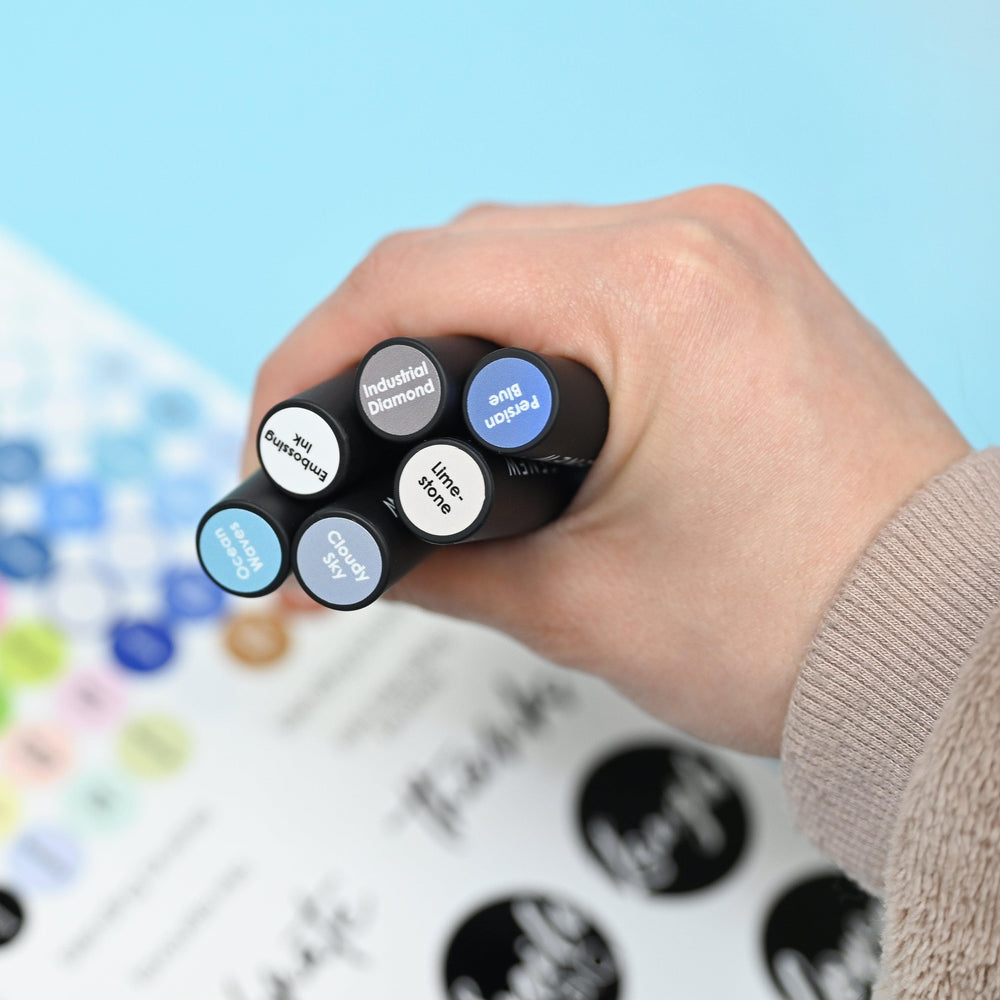 Misil Craft Decals Mini Blending Brush Label Set - All Crisp Dye Ink Colors (2 Sheets)