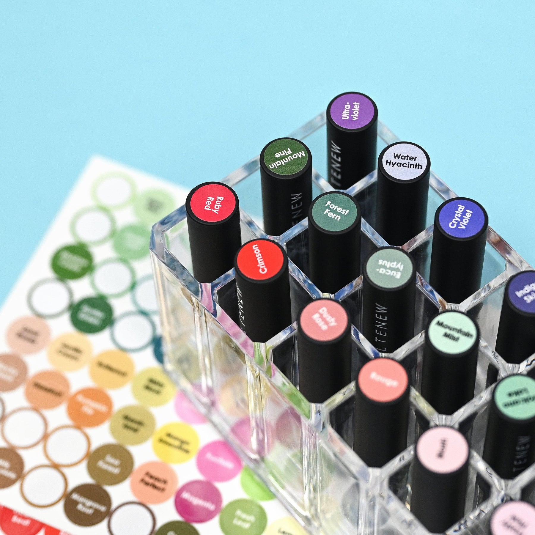 Chrisp Ink Mini Blending Brush Label Set - All Crisp Dye Ink Colors (2 Sheets)