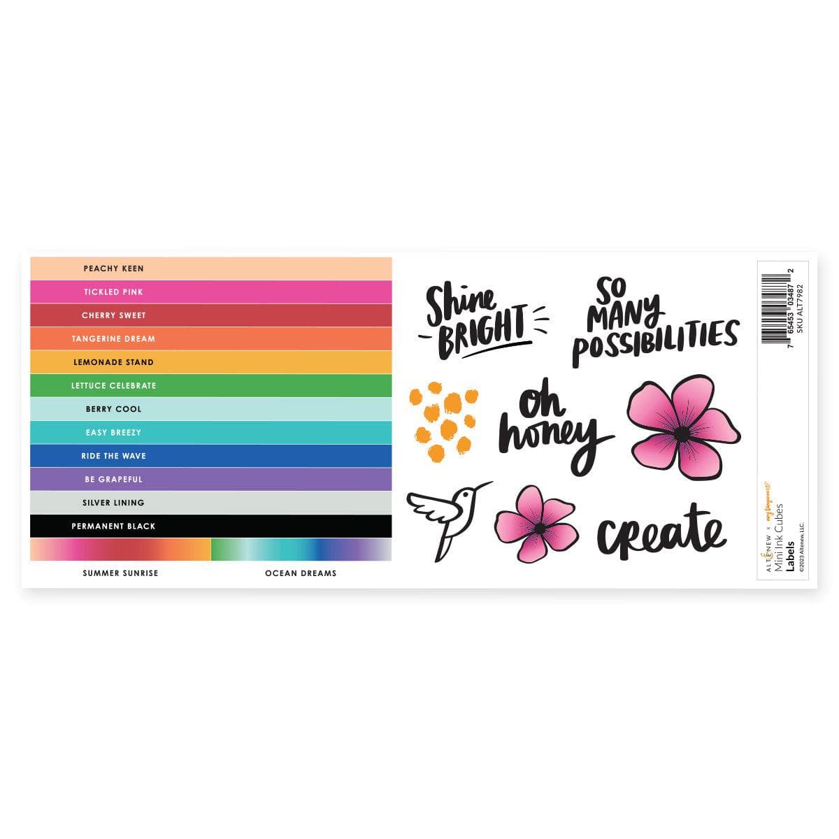 Misil Craft Decals Mini Ink Cubes Label Set - 2023 Amy Tangerine Collection