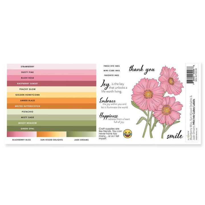Mini Ink Cubes Label Set - Blushberry Bliss, Sun-Kissed Delights, Jade Dreams