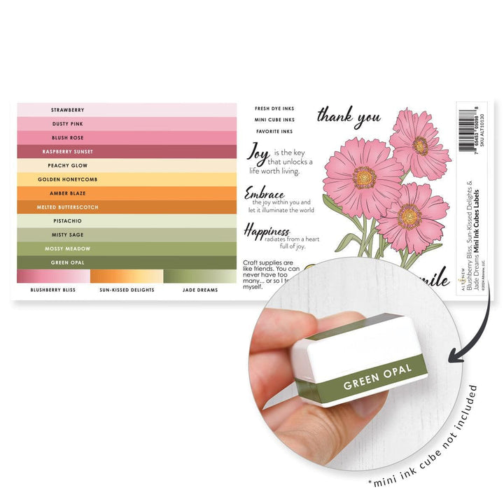 Mini Ink Cubes Label Set - Blushberry Bliss, Sun-Kissed Delights, Jade Dreams