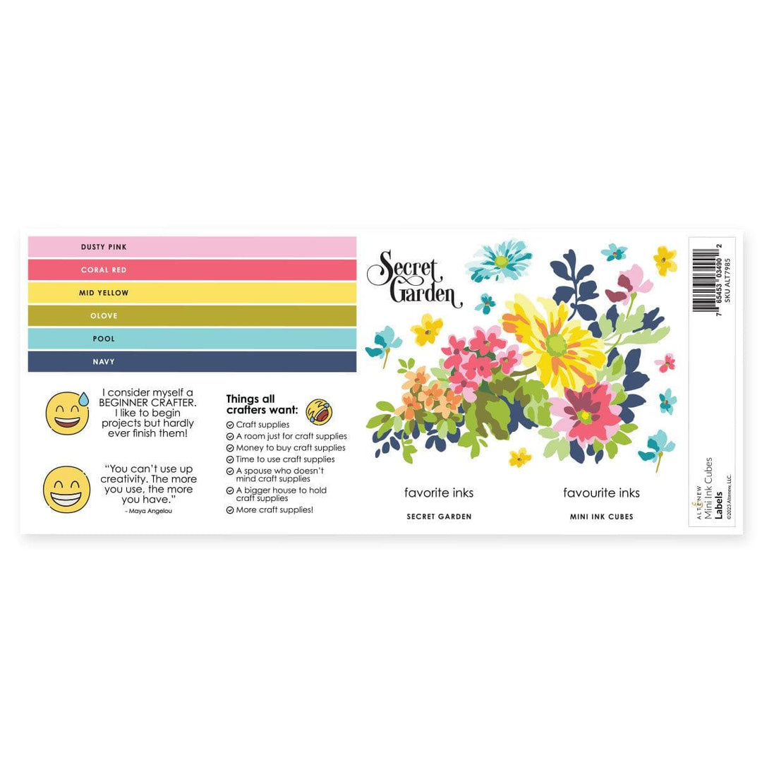 Misil Craft Decals Mini Ink Cubes Label Set - Deco Garden