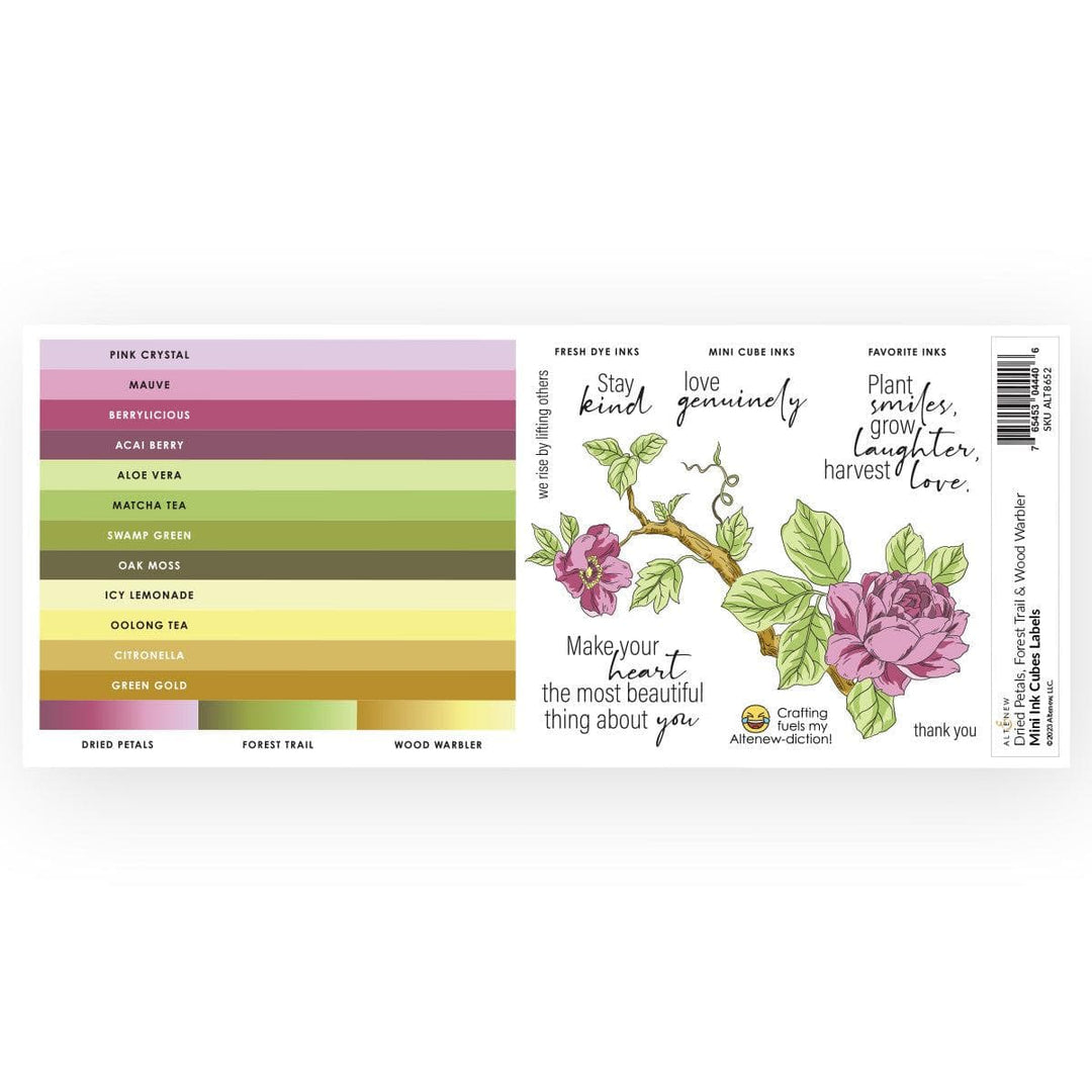 Mini Ink Cubes Label Set  - Dried Petals, Forest Trail, Wood Warbler