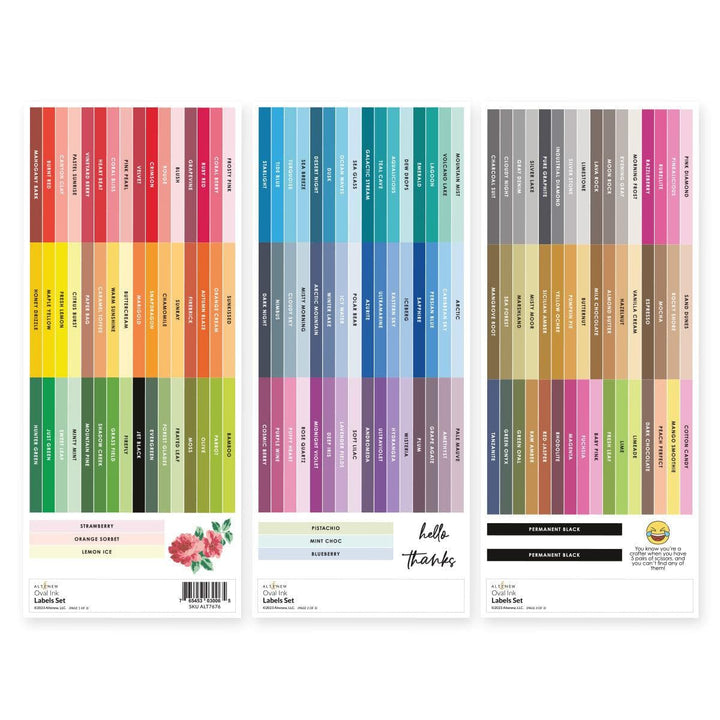 Misil Craft Decals Oval Ink Side Label Set - All Crisp Dye Ink Colors (3 Sheets)