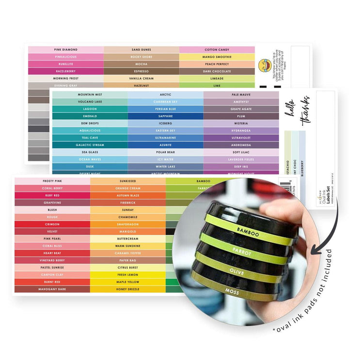 Misil Craft Decals Oval Ink Side Label Set - All Crisp Dye Ink Colors (3 Sheets)