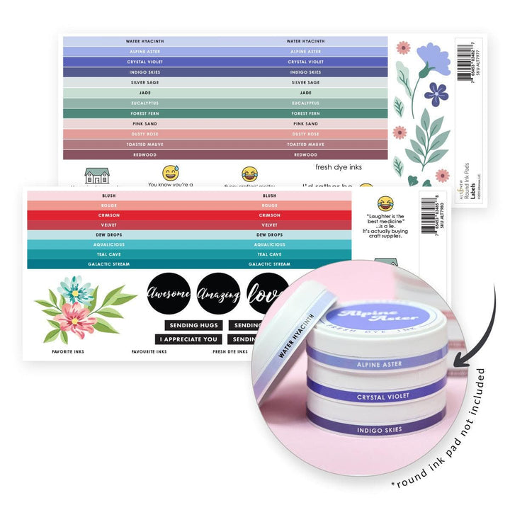 Round Ink Pads Label Set - 20 Fresh Dye Ink Bundle
