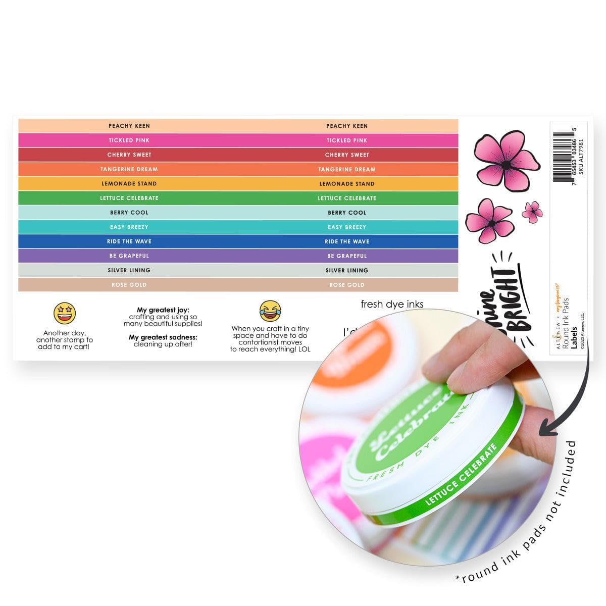 Misil Craft Decals Round Ink Pads Label Set - 2023 Amy Tangerine Collection
