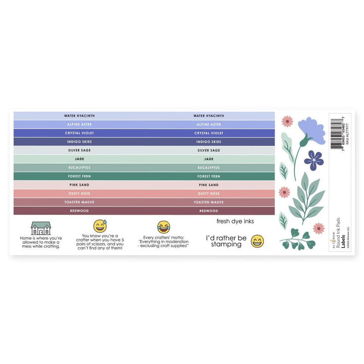 Misil Craft Decals Round Ink Pads Label Set - Blue Mountains, Frosted Foliage, Woodland Escape