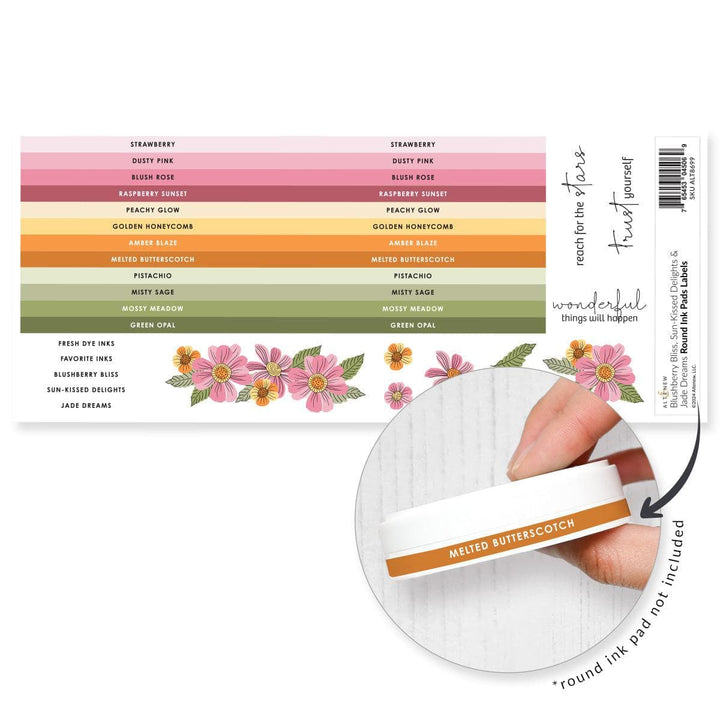 Round Ink Pads Label Set - Blushberry Bliss, Sun-Kissed Delights, Jade Dreams