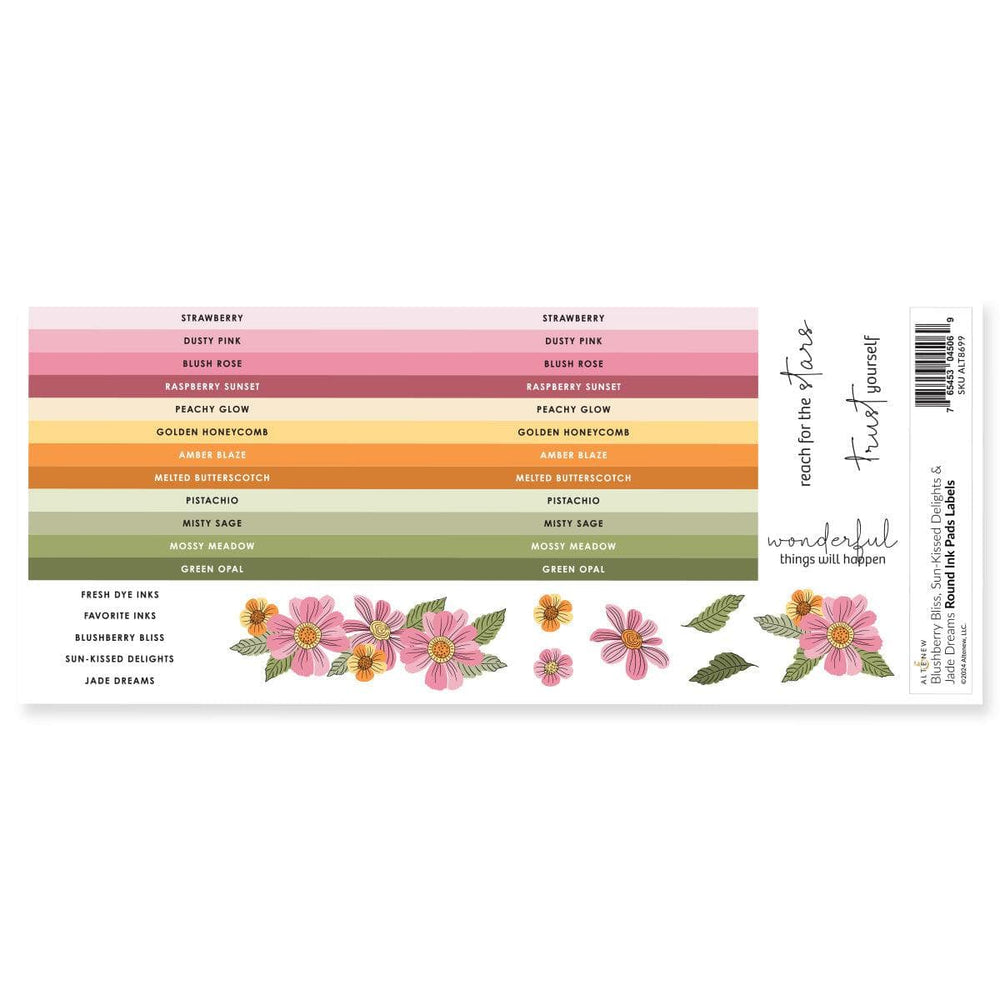 Round Ink Pads Label Set - Blushberry Bliss, Sun-Kissed Delights, Jade Dreams