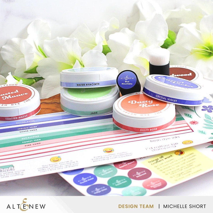 Round Ink Pads Label Set - Colorful Charisma Fresh Dye Ink Bundle