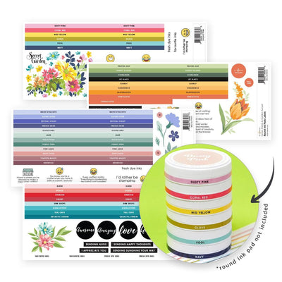 Round Ink Pads Label Set - Colorful Charisma Fresh Dye Ink Bundle