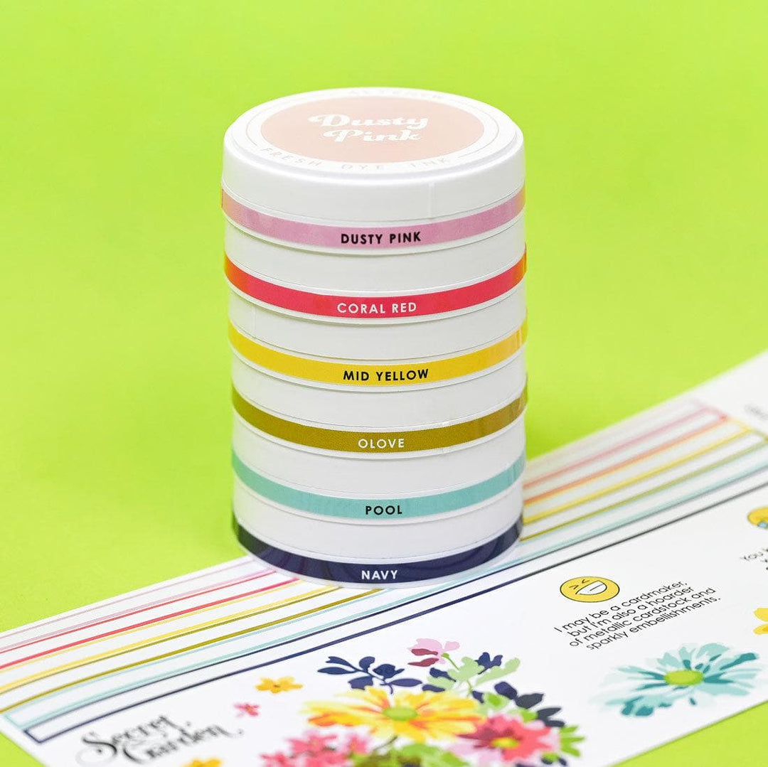 Round Ink Pads Label Set - Colorful Charisma Fresh Dye Ink Bundle