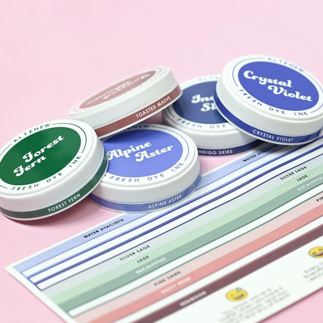Round Ink Pads Label Set - Colorful Charisma Fresh Dye Ink Bundle