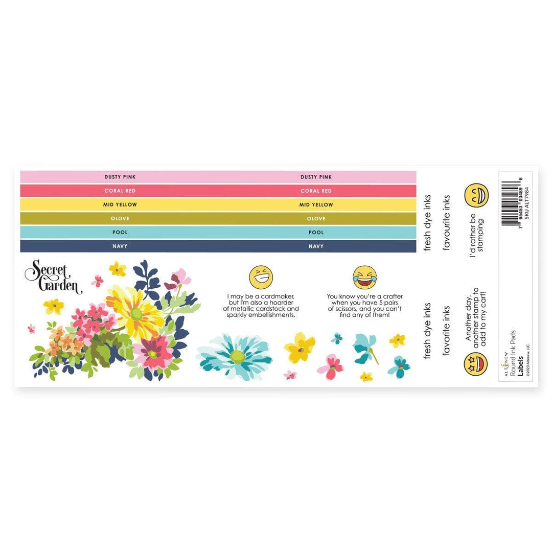 Misil Craft Decals Round Ink Pads Label Set - Deco Garden