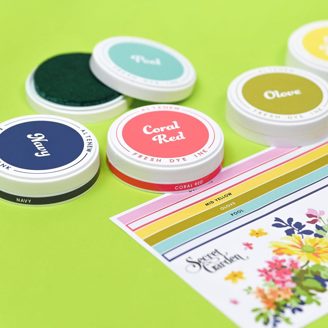 Misil Craft Decals Round Ink Pads Label Set - Deco Garden