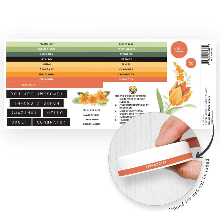 Round Ink Pads Label Set - Green Fields, Golden Sunset | Altenew