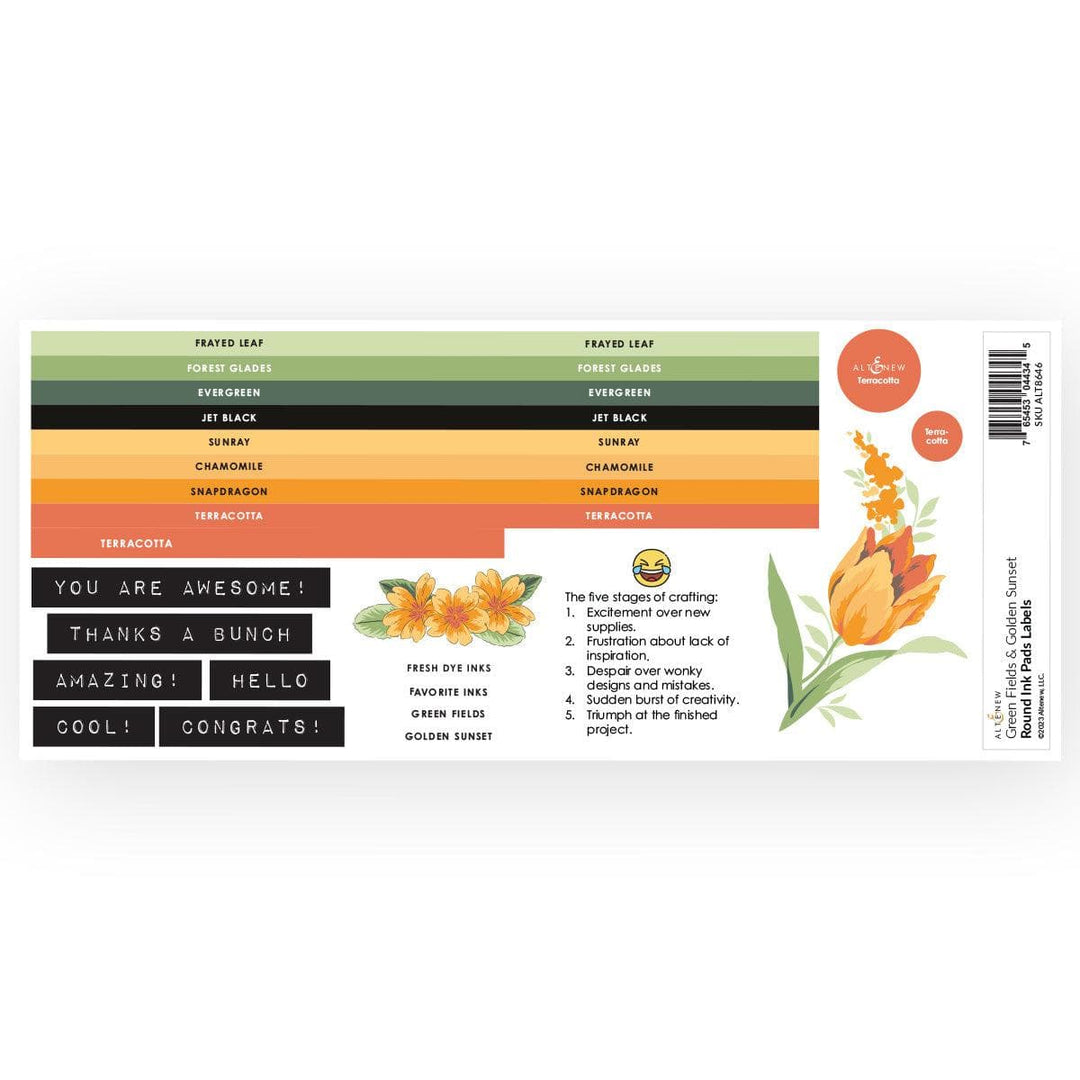 Round Ink Pads Label Set - Green Fields, Golden Sunset