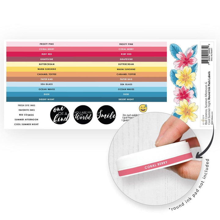 Round Ink Pads Label Set  - Red Cosmos, Summer Afternoon, Cool Summer Night