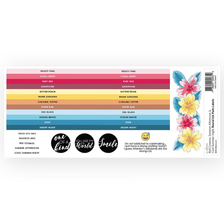 Round Ink Pads Label Set  - Red Cosmos, Summer Afternoon, Cool Summer Night