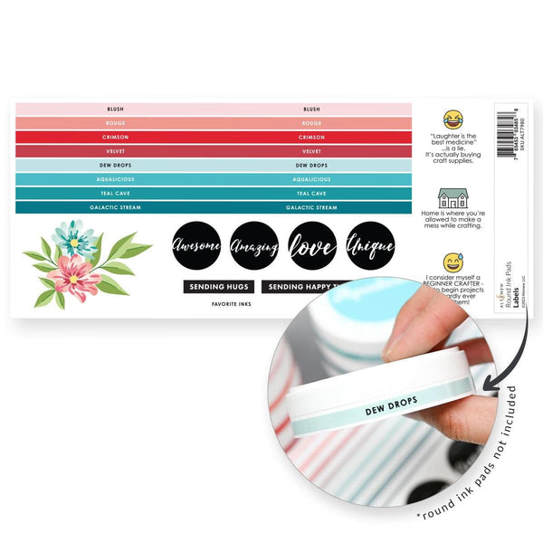Misil Craft Decals Round Ink Pads Label Set - Red Sunset, Sweet Dreams