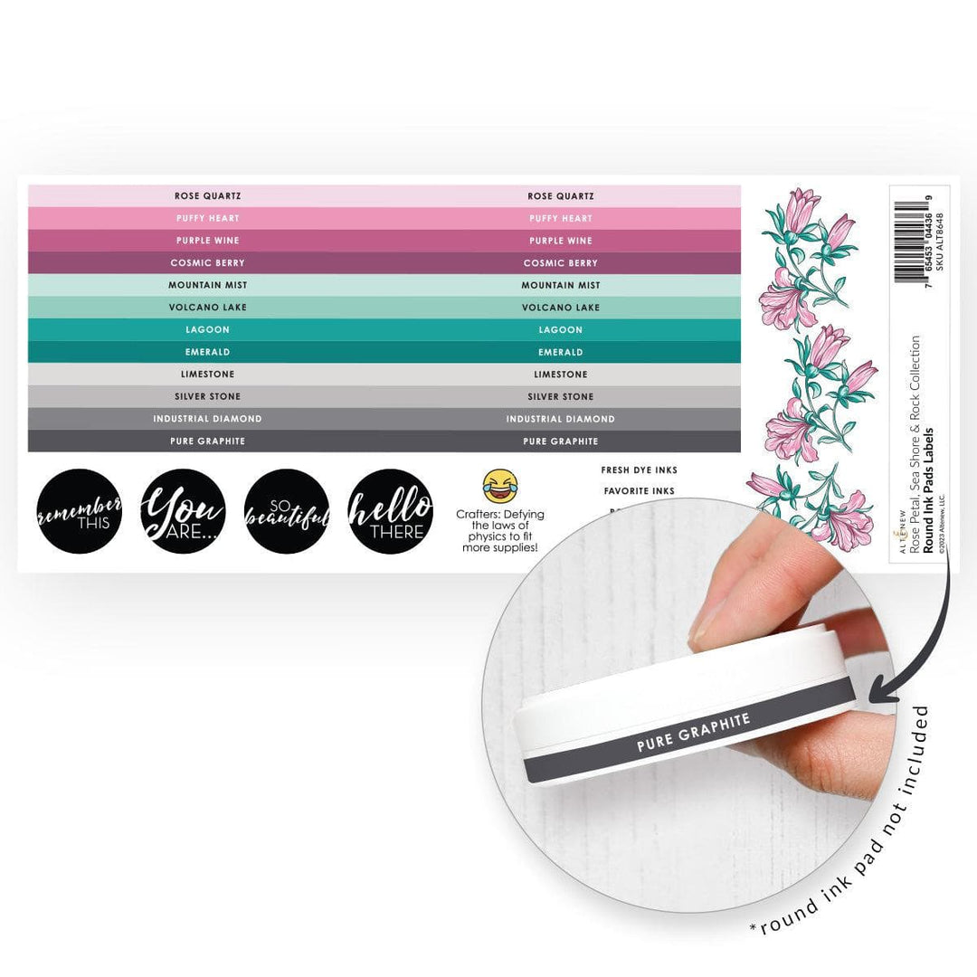 Round Ink Pads Label Set  - Rose Petal, Sea Shore, Rock Collection