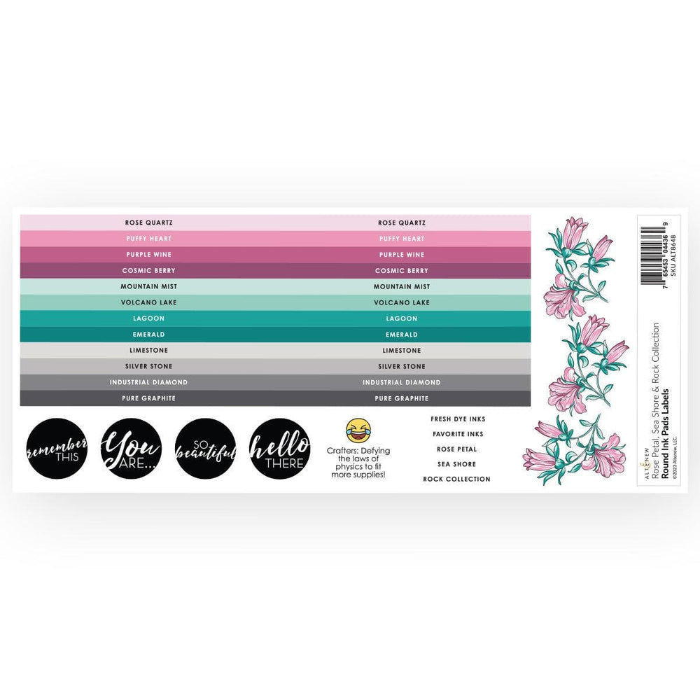 Round Ink Pads Label Set  - Rose Petal, Sea Shore, Rock Collection