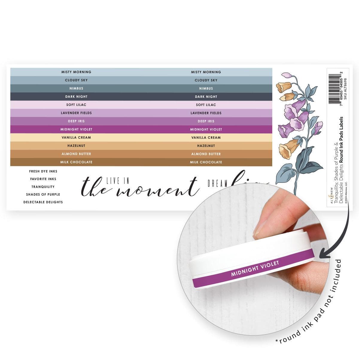 Round Ink Pads Label Set - Tranquility, Shades of Purple, Delectable ...