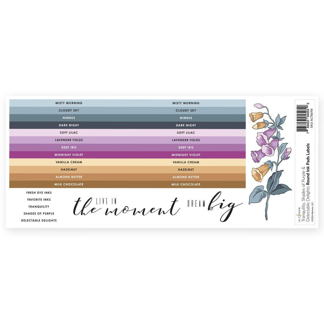 Round Ink Pads Label Set - Tranquility, Shades of Purple, Delectable Delights