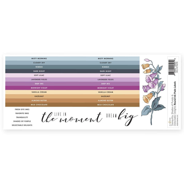 Round Ink Pads Label Set - Tranquility, Shades of Purple, Delectable Delights