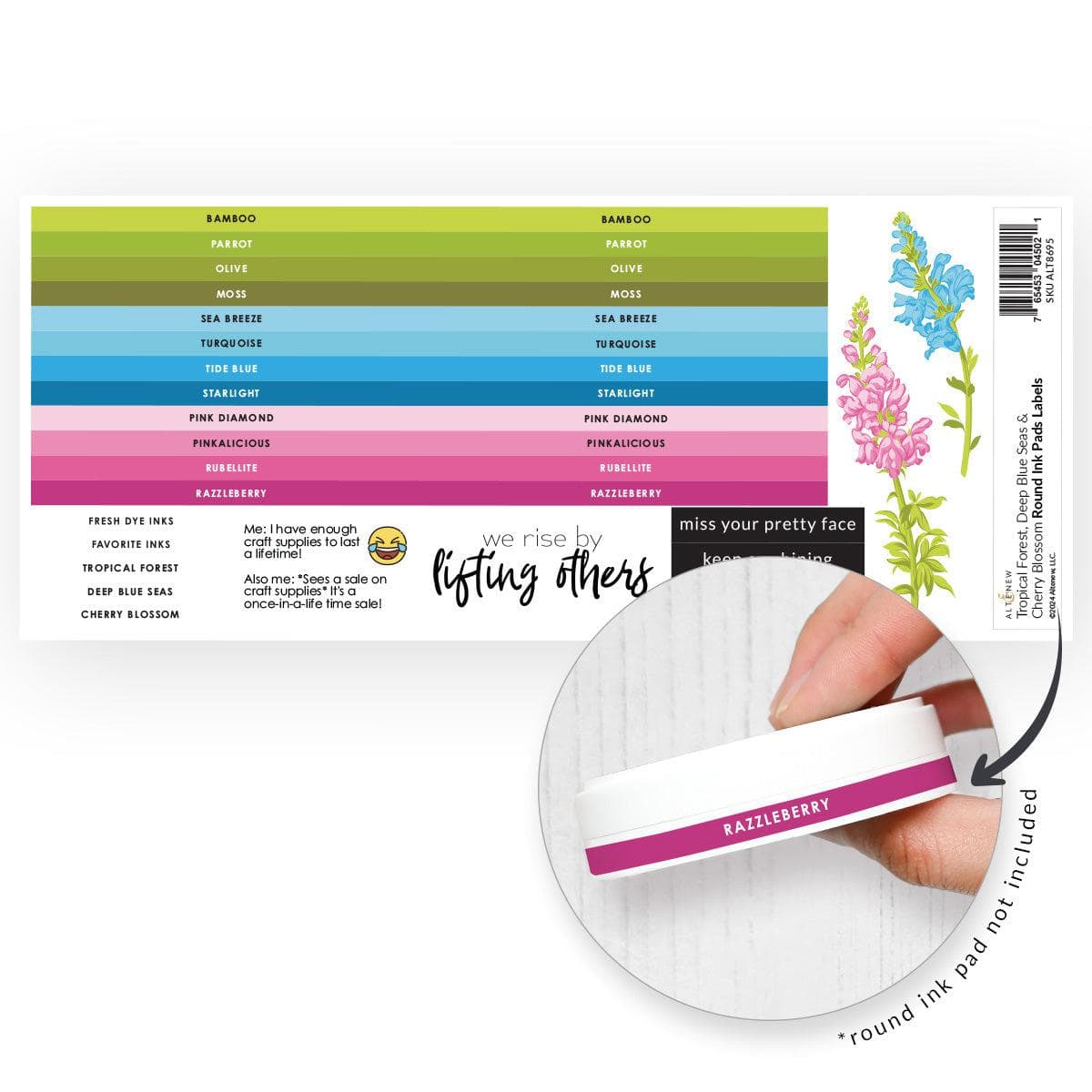 Round Ink Pads Label Set - Tropical Forest, Deep Blue Seas, Cherry ...