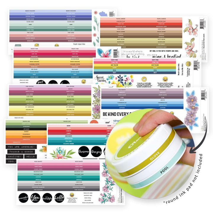 Round Ink Pads Label Set - Vividly Versatile Fresh Dye Ink Bundle