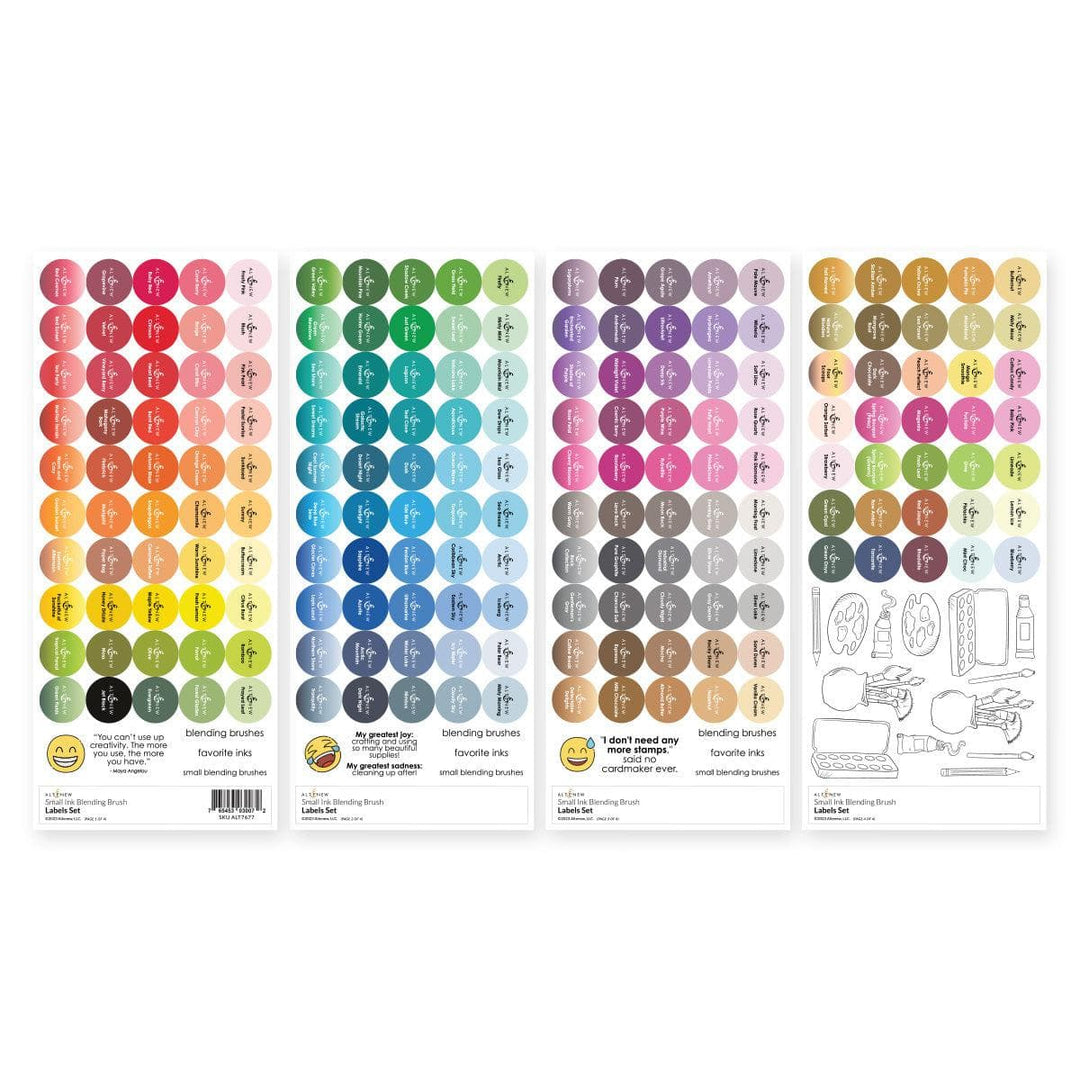 Misil Craft Decals Small Ink Blending Brush Label Set - All Crisp Dye Ink Colors (4 Sheets)