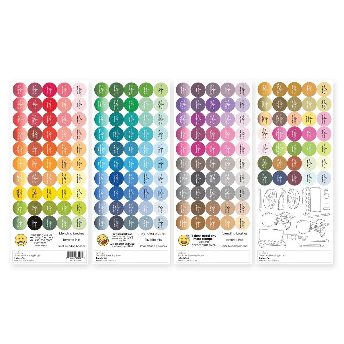 Chrisp Ink Altenew Small Ink Blending Brush Label Set - All Crisp Dye Ink Colors ...