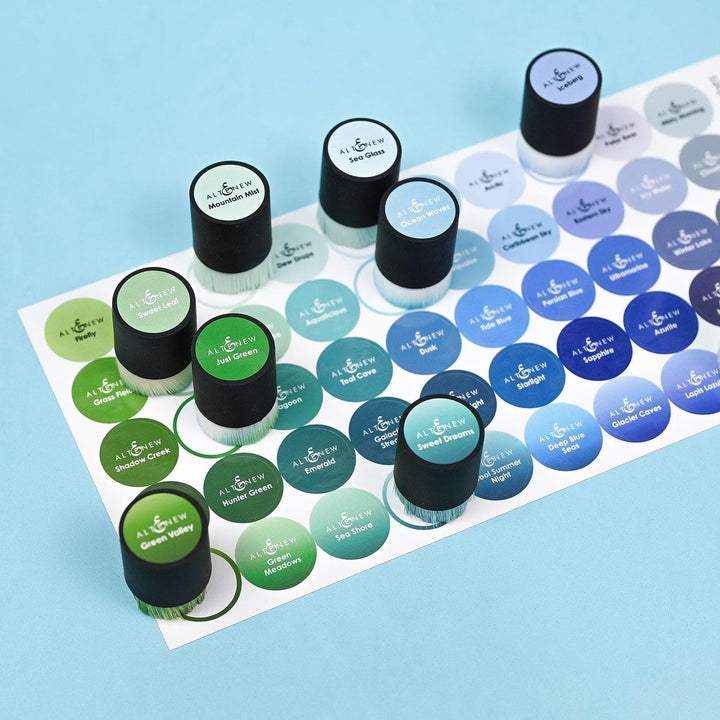 Misil Craft Decals Small Ink Blending Brush Label Set - All Crisp Dye Ink Colors (4 Sheets)