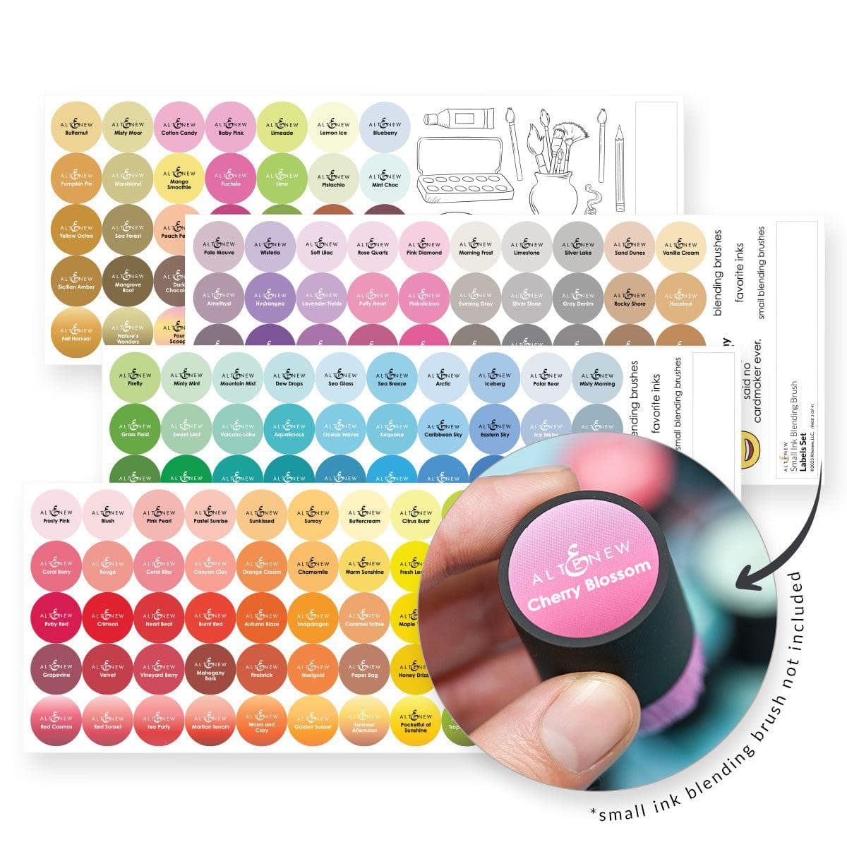 Altenew Small Ink Blending Brush Label Set - All Crisp Dye Ink Colors ...