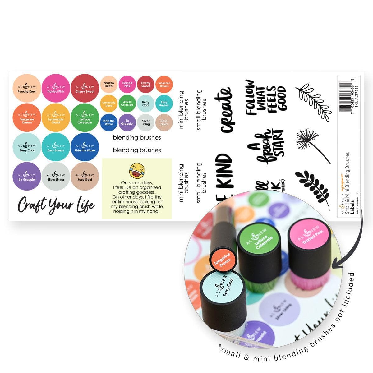 Misil Craft Decals Small & Mini Blending Brushes Label Set - 2023 Amy Tangerine Collection
