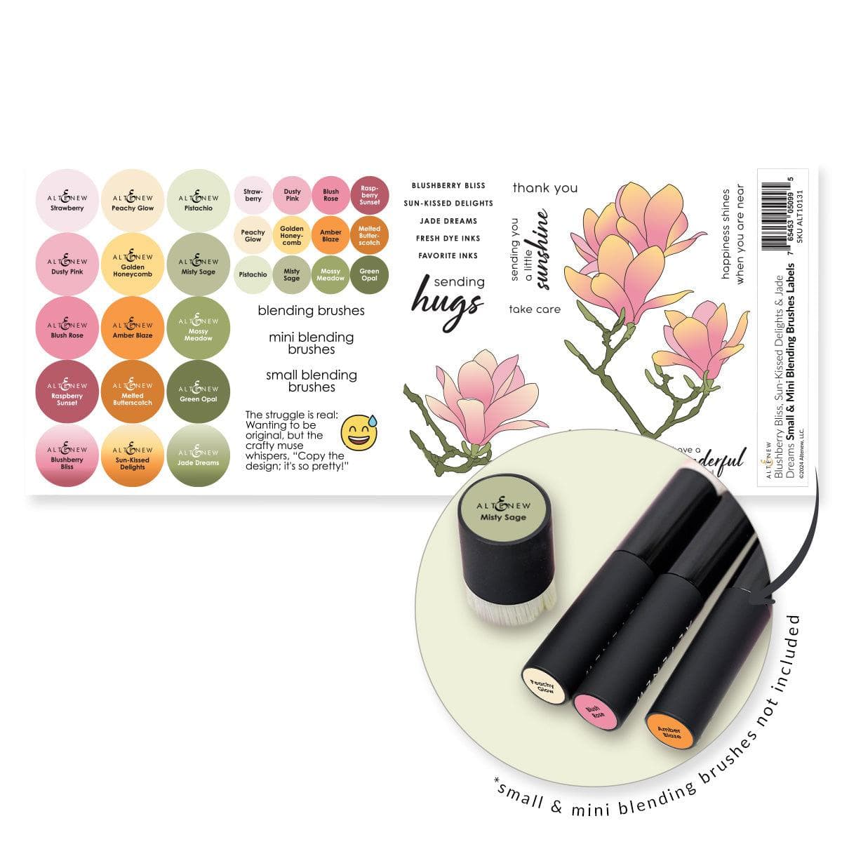 Small & Mini Blending Brushes Label Set - Blushberry Bliss, Sun-Kissed Delights, Jade Dreams