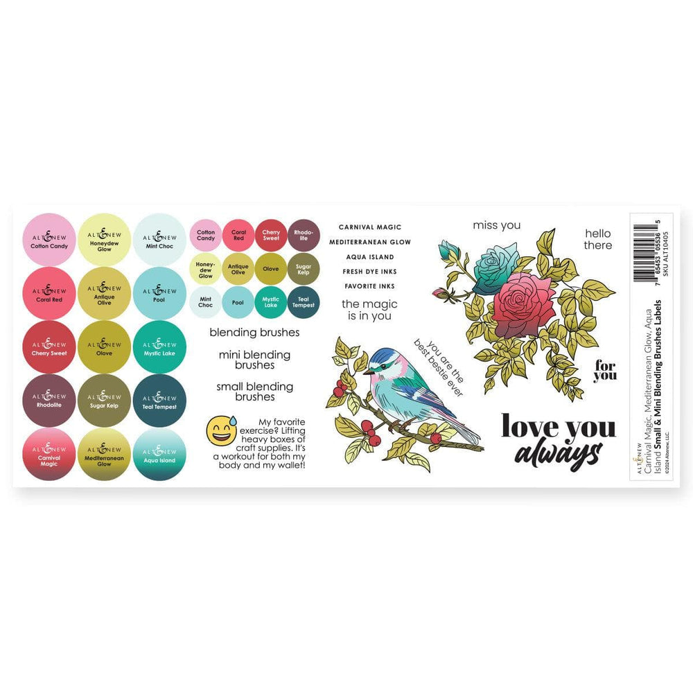 Small & Mini Blending Brushes Label Set - Carnival Magic, Mediterranean Glow, Aqua Island