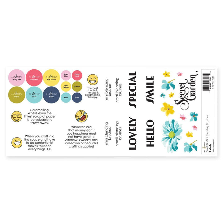Misil Craft Decals Small & Mini Blending Brushes Label Set - Deco Garden