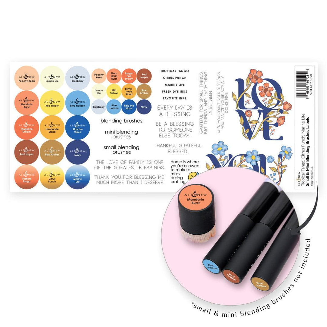 Small & Mini Blending Brushes Label Set - Tropical Tango, Citrus Punch, Marine Life