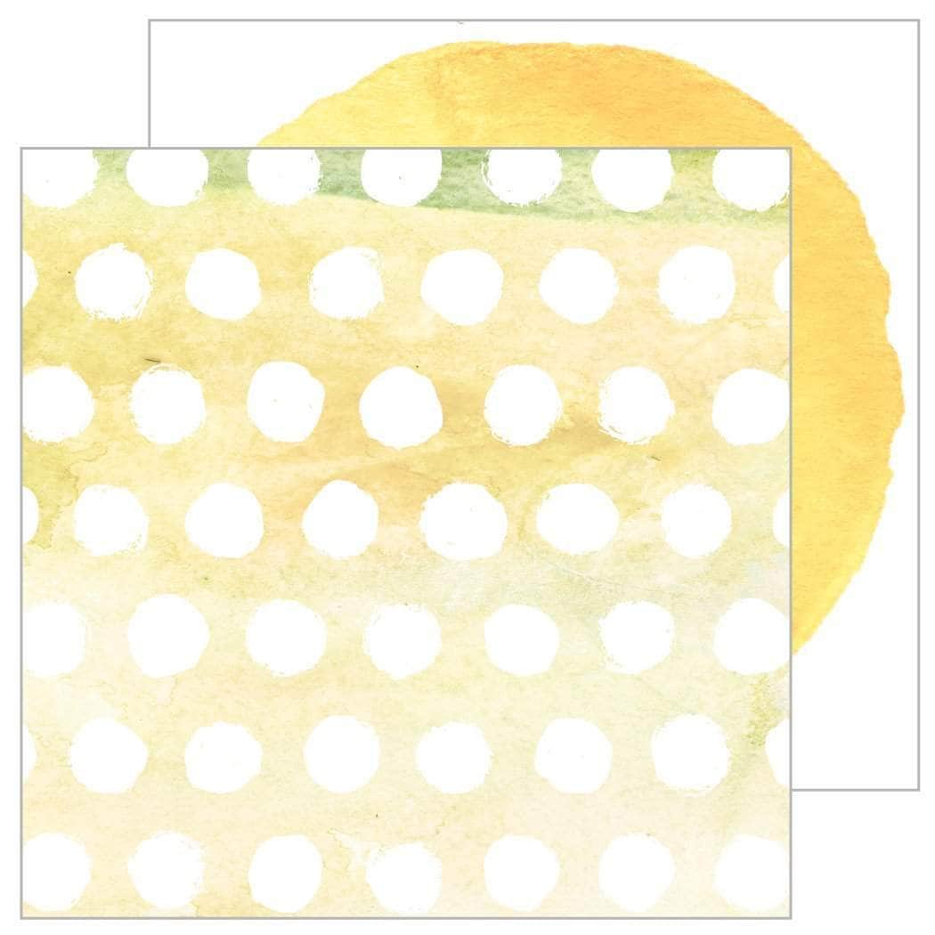 Scrapbook Paper - Green Watercolor Polka Dots - Default Title